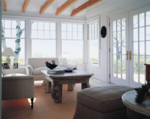 A living room with beautiful new windows